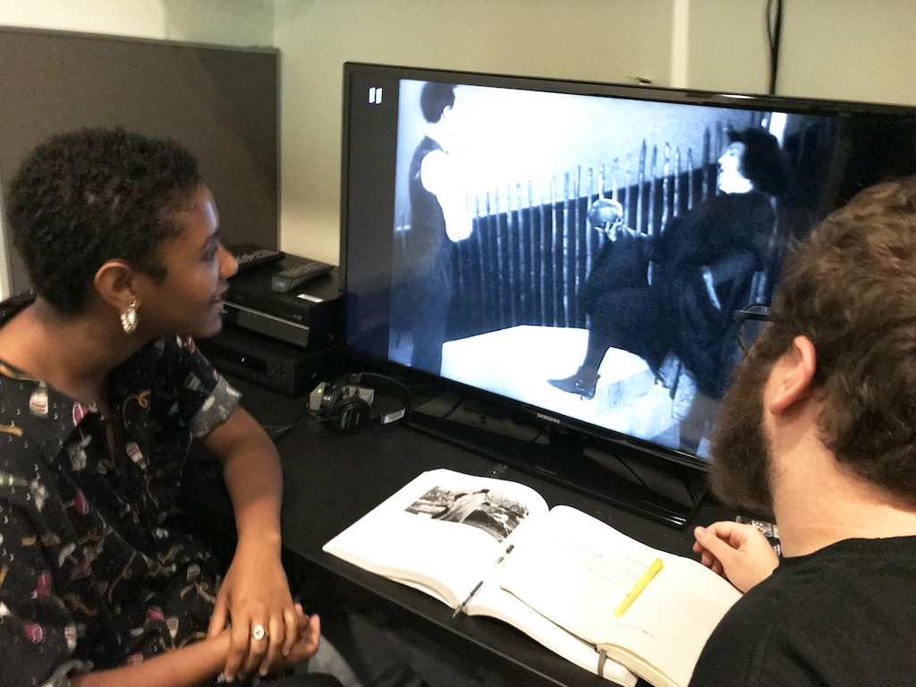 Students watching a film in the Cinema Studies department